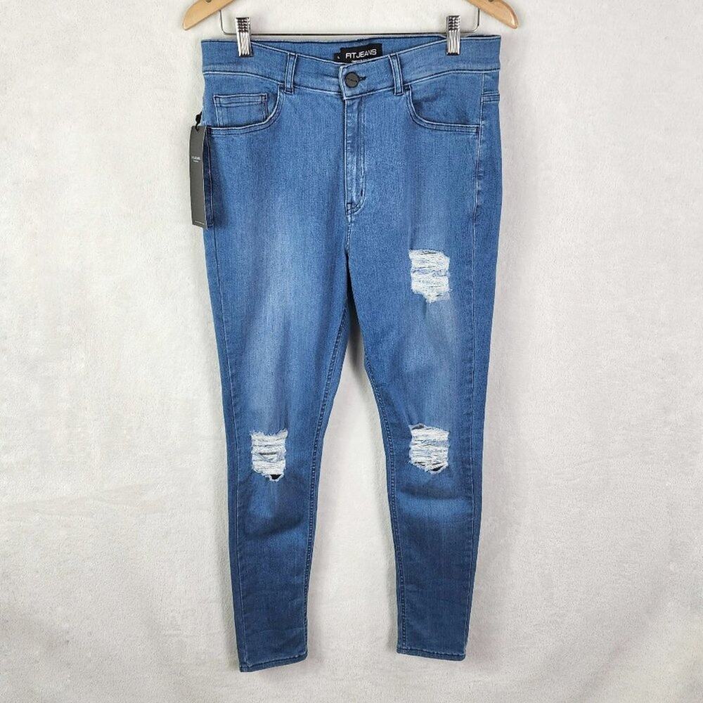 Fit Jeans Men's 32X29 Regular Ripped Fit in Arctic light blue Made Oslo/Norway